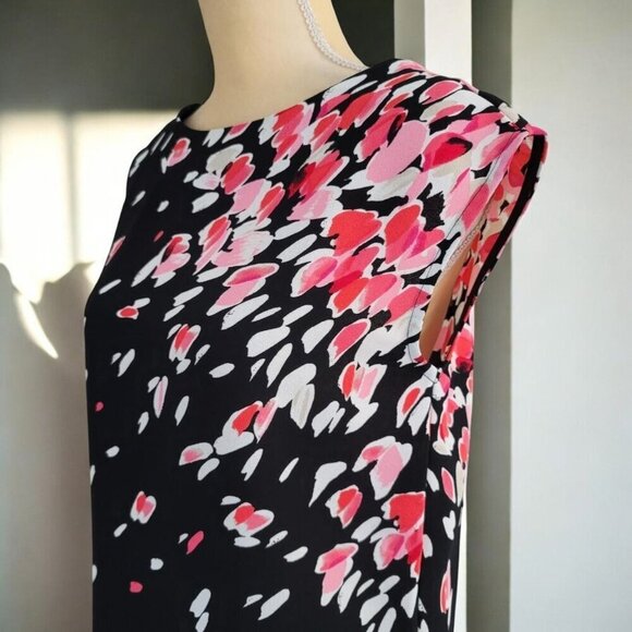 Ann Taylor Loft Womens Black Pink Floral Cap Sleeve Knee Length Dress Size Small - Picture 5 of 10